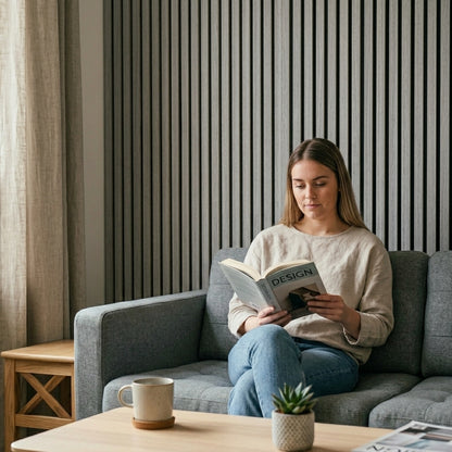 Slat Acoustic Wall Paneling Grey Lifestyle