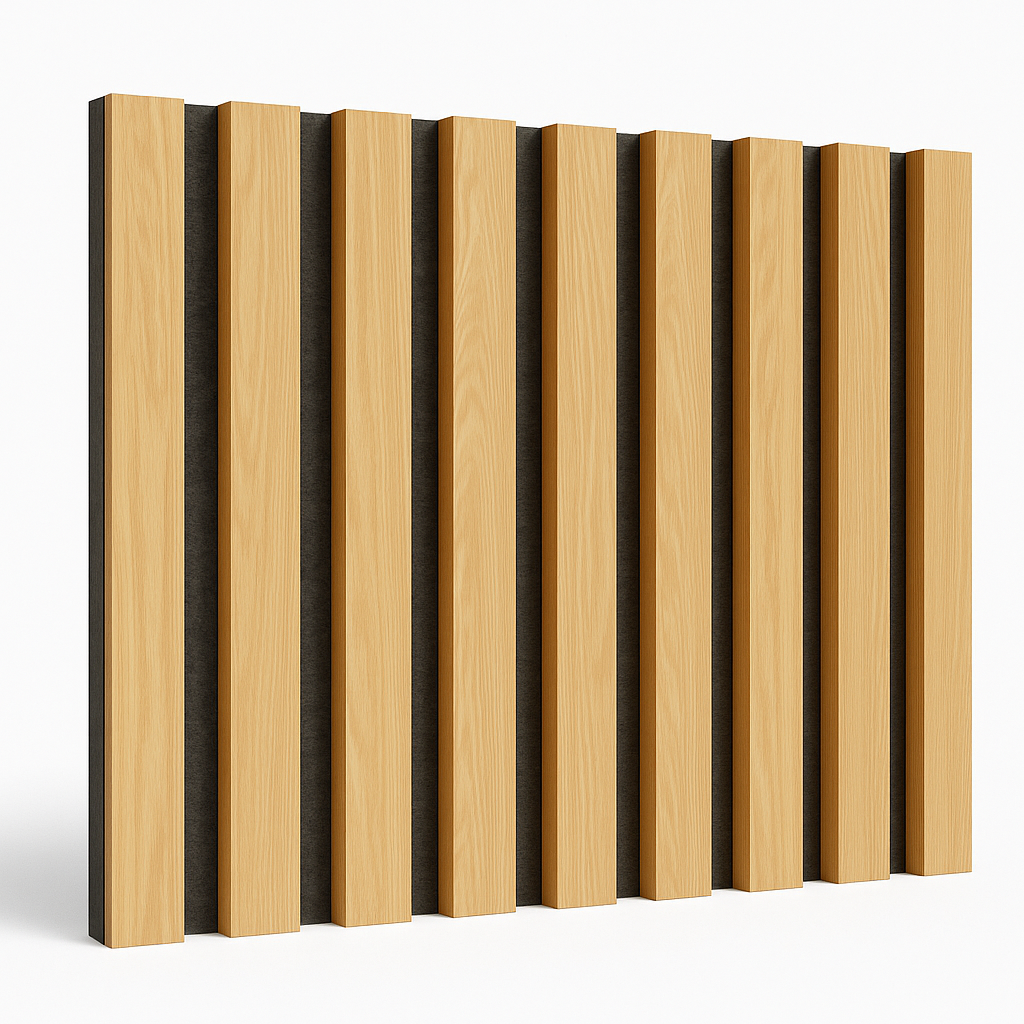 Slat Acoustic Wall Panelling Oak Black Felt Melamine