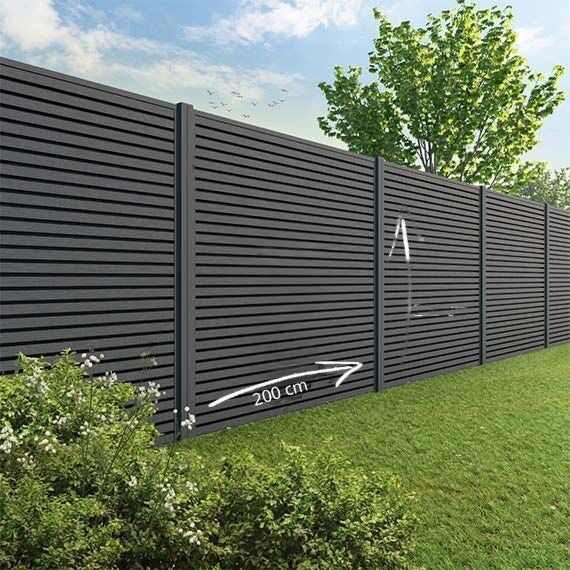 Slatted Composite Fencing Charcoal