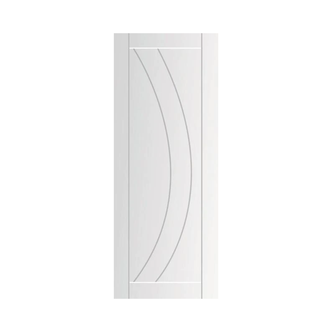 WC2 white internal door, half-moon inlet, alternate view