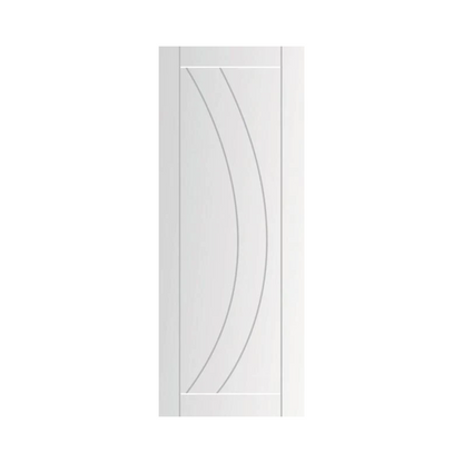 WC2 white internal door, half-moon inlet, alternate view