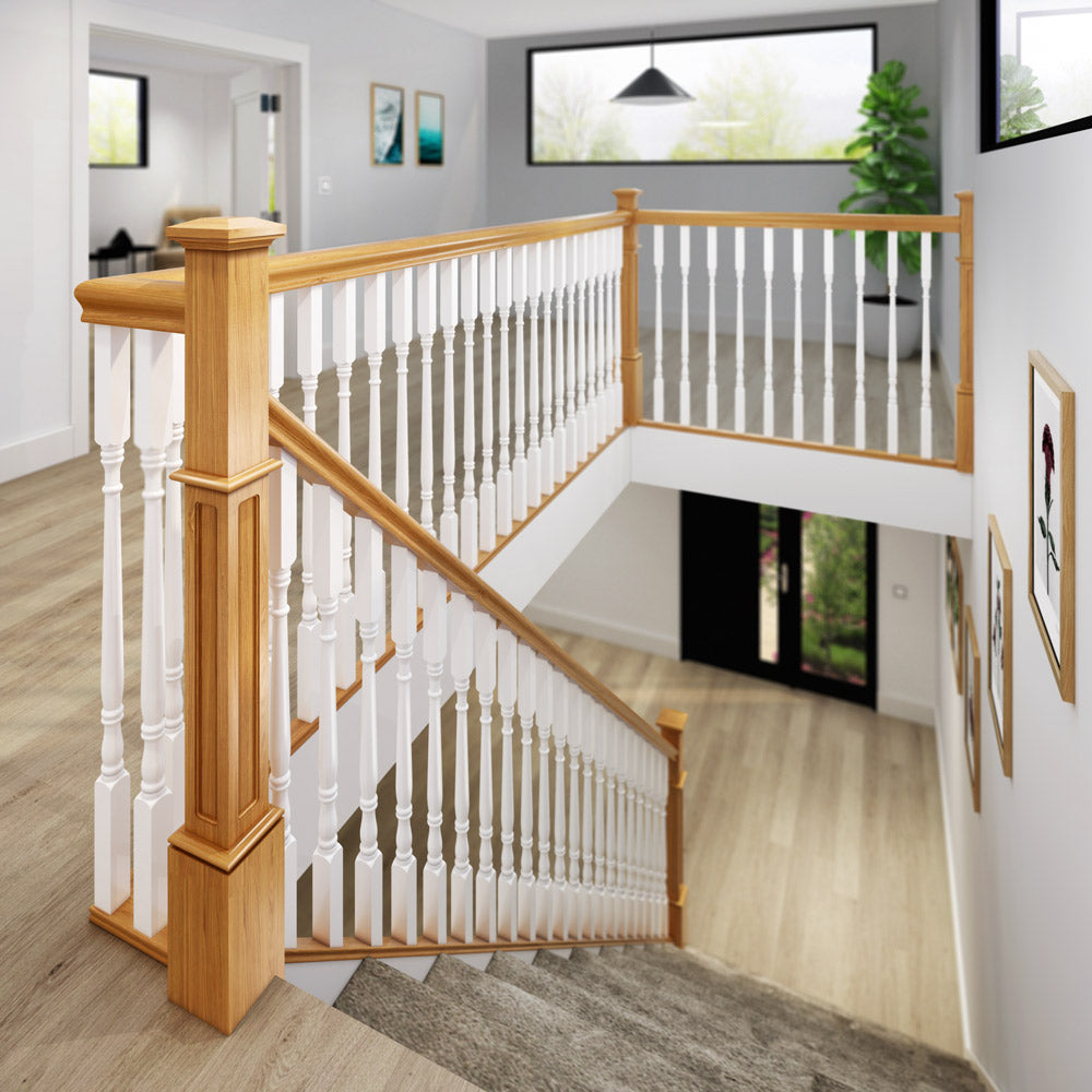 Box newel post - installed with landing spindles