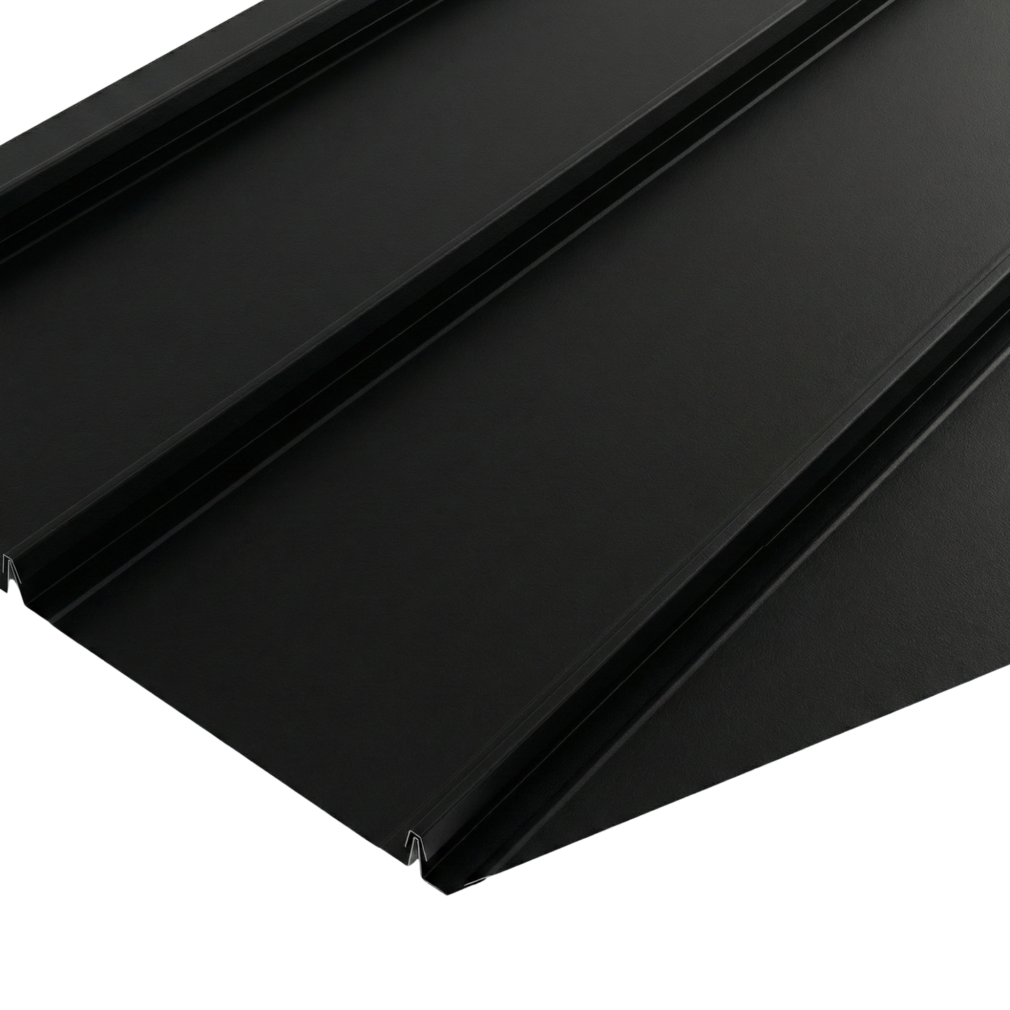 Standing seam steel wall and roof cladding - black