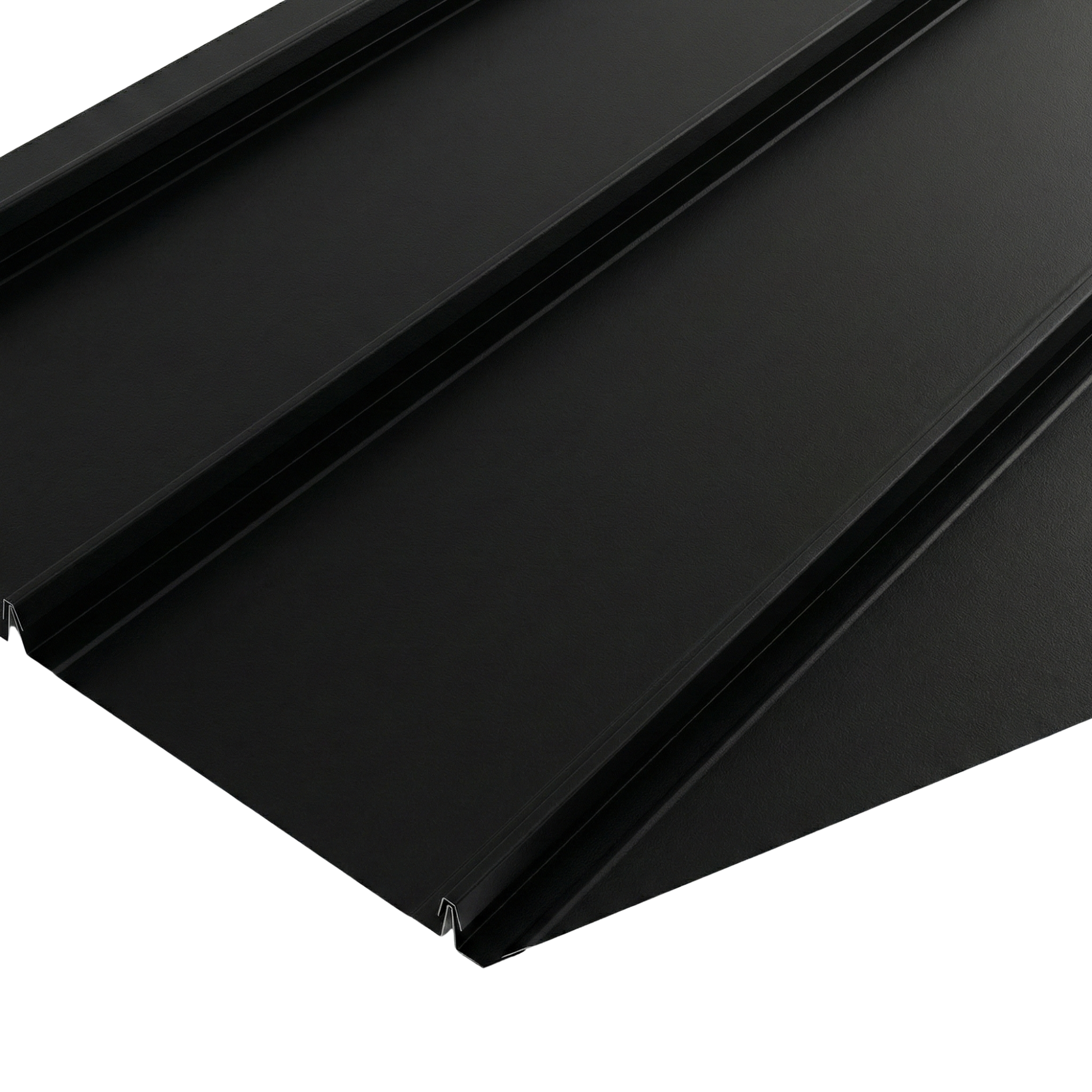 Standing seam steel wall and roof cladding - black
