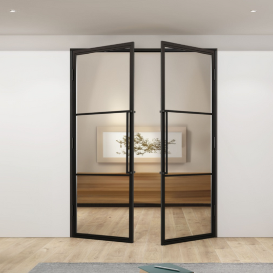 Steel Black Crittal Style Modern Internal Glass Door Lisbon Double Door