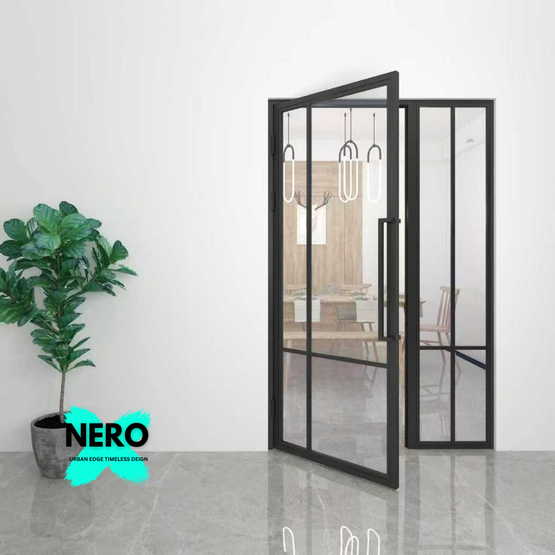 Steel Black Crittal Style Modern Internal Glass Door Milan Side Panel Only