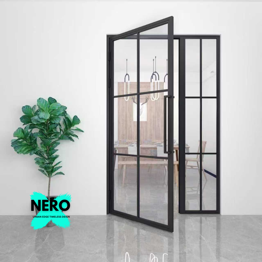 Steel Black Crittal Style Modern Internal Glass Door Porto Side Panel Only