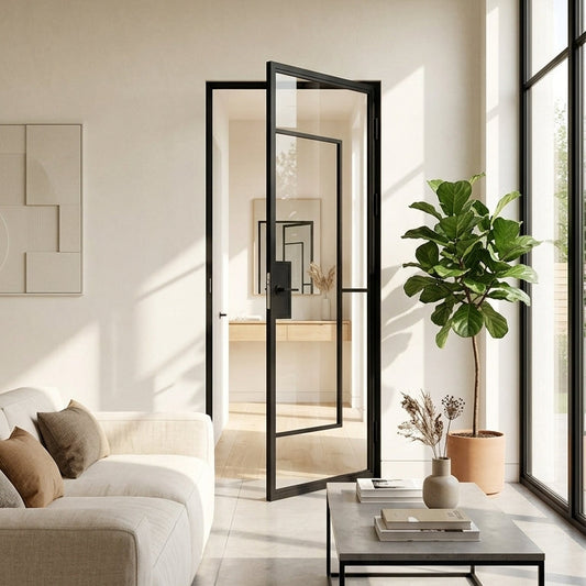 Steel Black Modern Internal Clear Glass Door Barcelona