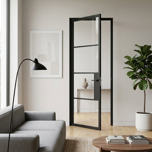 Steel Black Modern Internal Clear Glass Door Hamburg
