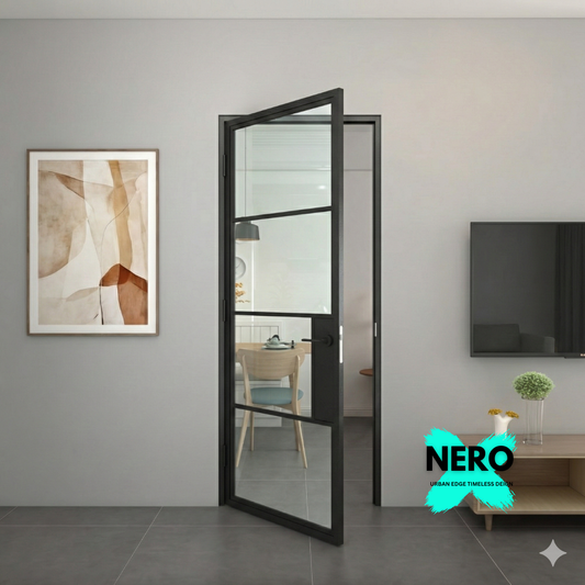 Steel Black Modern Internal Clear Glass Door Hamburg