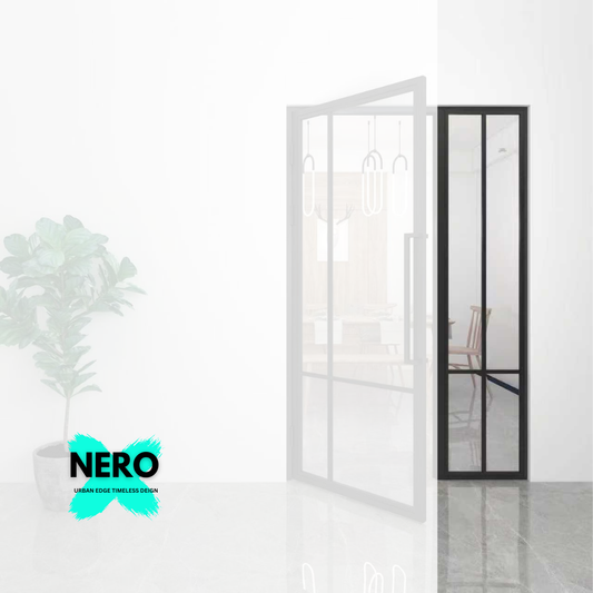 Steel Black Modern Internal Glass Door Milan Side Panel Only