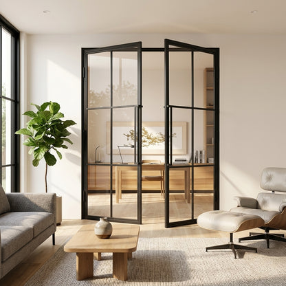 Steel Black Urban Style Internal Door Porto Double Door Crittal