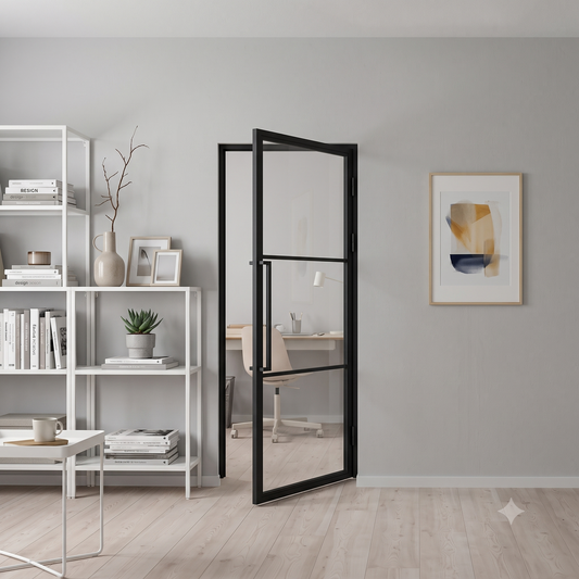 Steel Black Urban Style Modern Internal Glass Door Lisbon