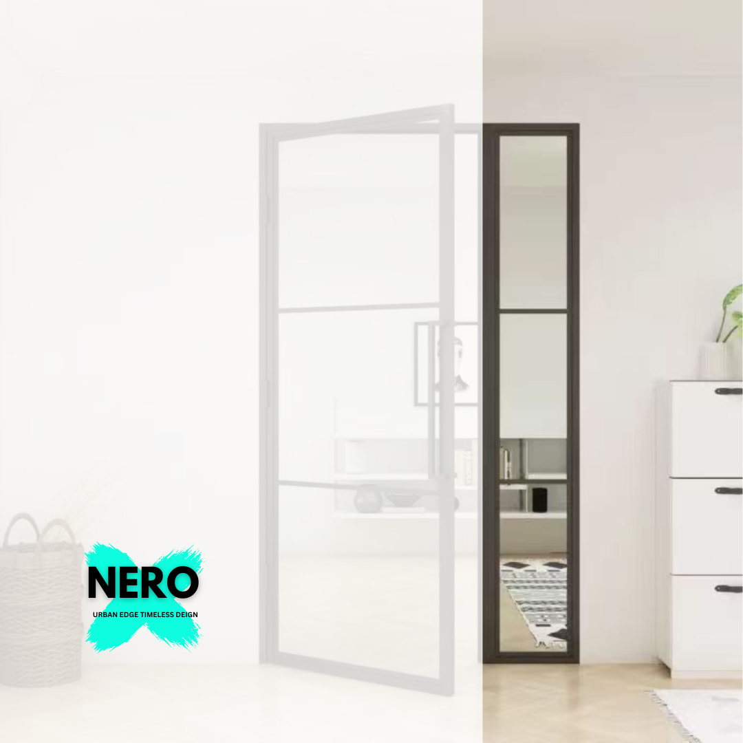 Steel Black Urban Style Modern Internal Glass Door Lisbon Side Panel Only