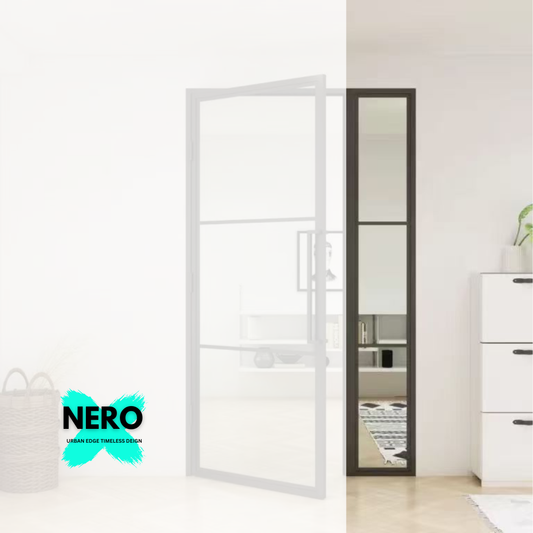 Steel black Crittall-style internal glass door - Lisbon side panel only