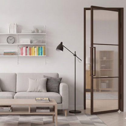 Steel Bronze Modern Internal Reeded Glass Door Lisbon Lifestyle