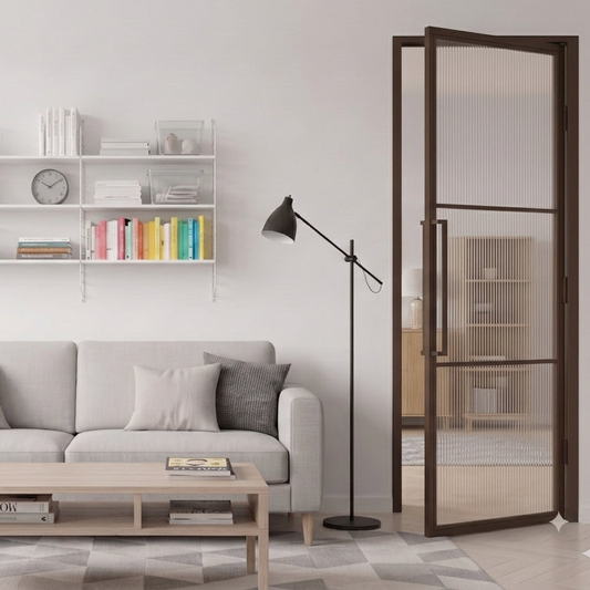 Steel Bronze Modern Internal Reeded Glass Door Lisbon Lifestyle