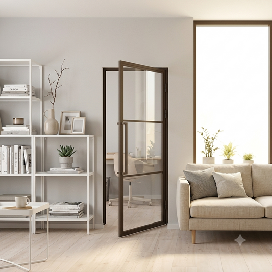 Steel Bronze Urban Style Modern Internal Glass Door Lisbon