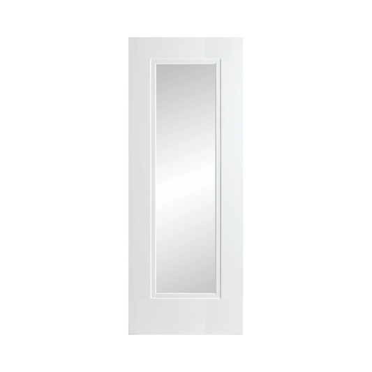 Stepped Molding White Primed Internal Wooden Door WC21 Clear Glass