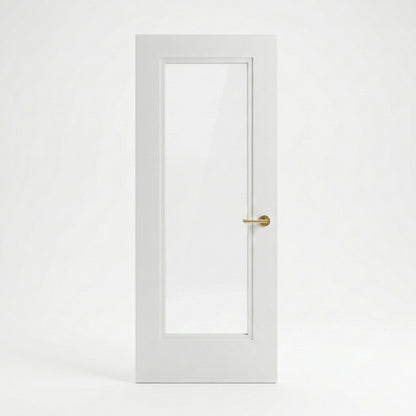 Stepped Moulding White Primed Internal Wooden Door WC21GC Clear Glass White Backround