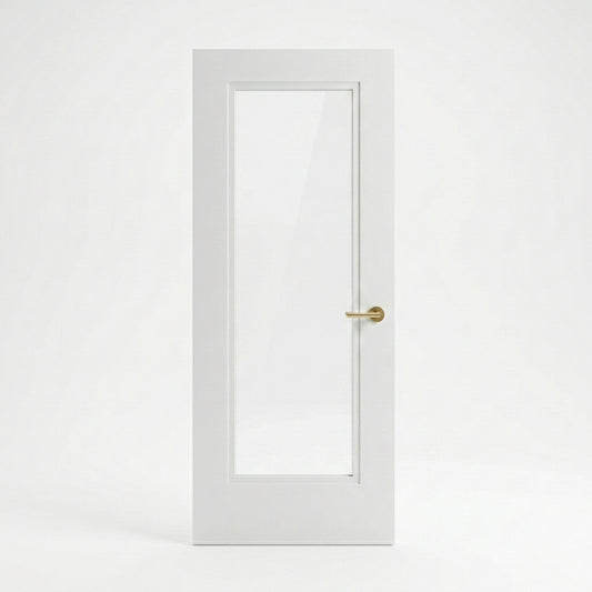 Stepped Moulding White Primed Internal Wooden Door WC21GC Clear Glass White Backround