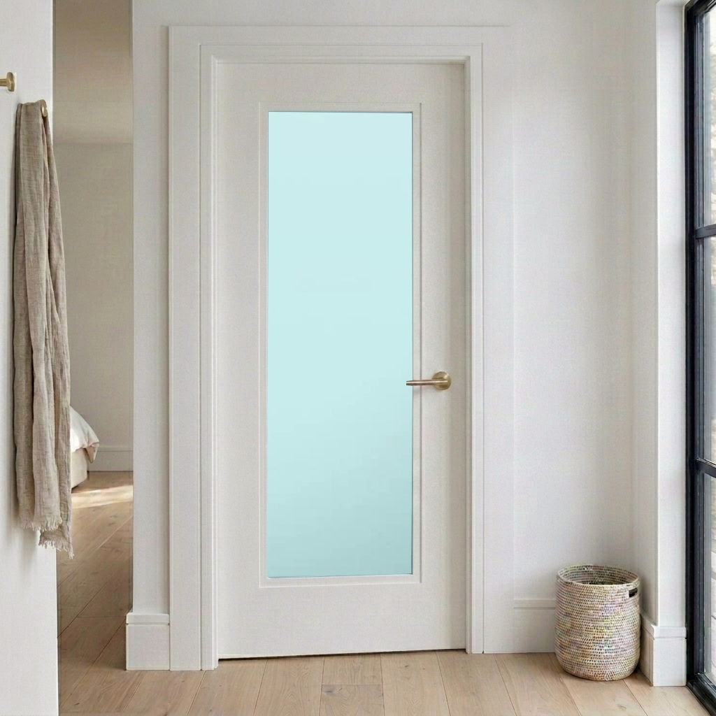 Stepped Moulding White Primed Internal Wooden Door WC21GF Frosted Glass