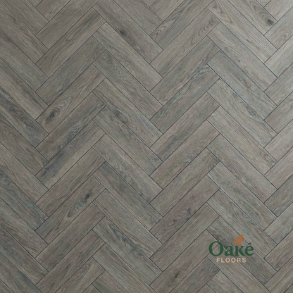 Stone Grey Oak SPC herringbone flooring - detail