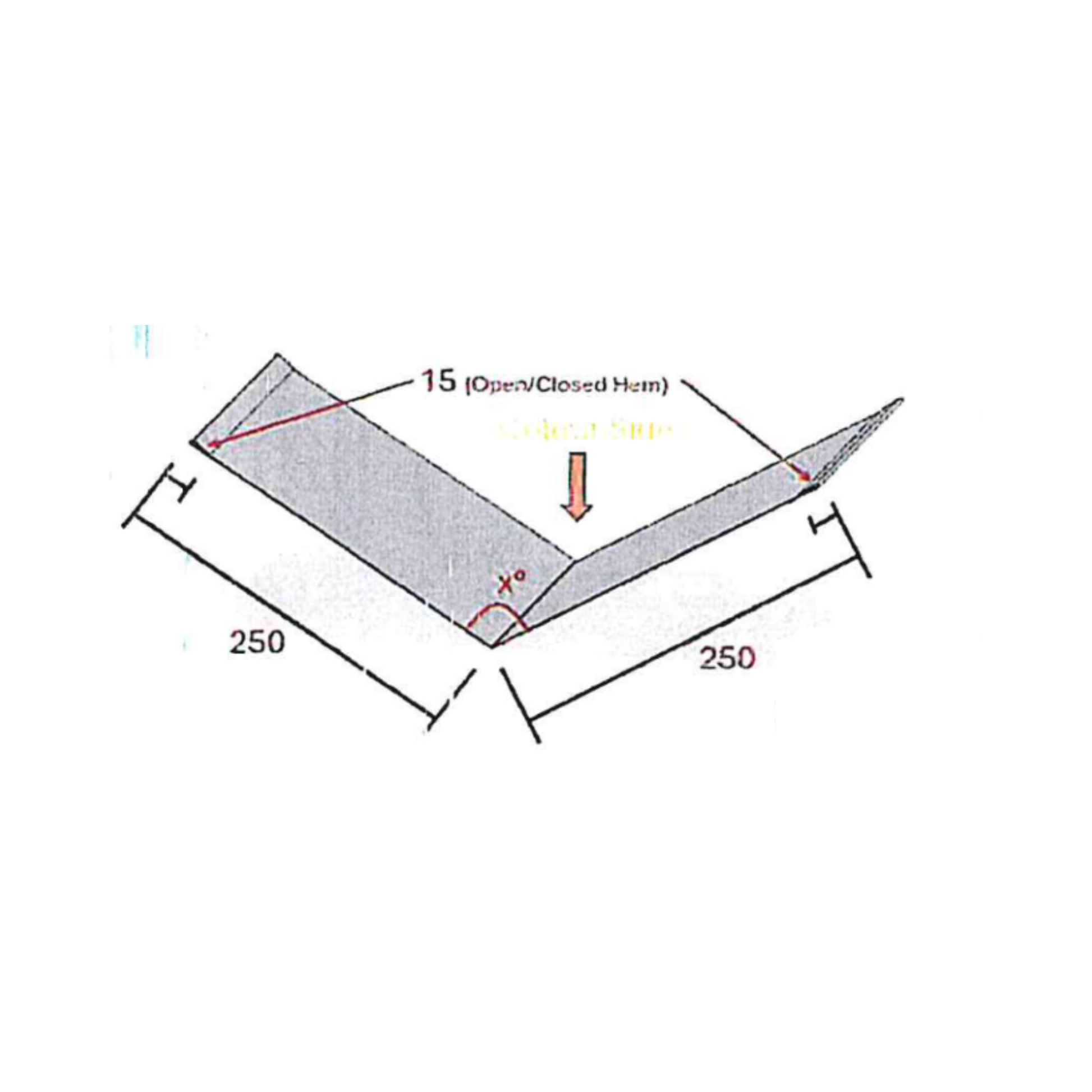 Standing seam steel cladding profile trim - valley