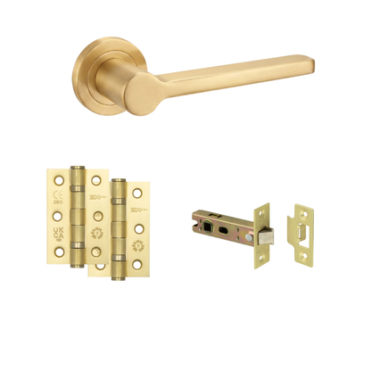 Vienna Satin Brass Door Handle Tubular Latch Set