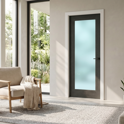 WC15GF Frosted Glass Black Brushed Oak Internal Door New