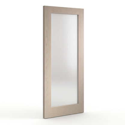 WC15GF shaker style whitewashed oak internal door with frosted glass panel