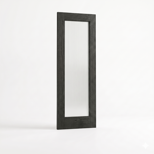 WC15GR Reeded Glass Black Brushed Oak Internal Door