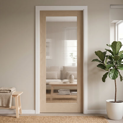 WC15GR reeded glass shaker style whitewashed oak internal door