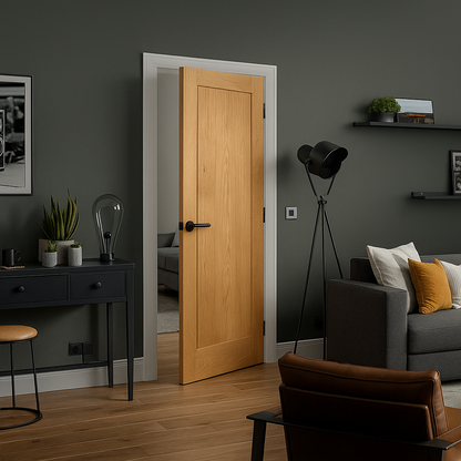Oak Shaker internal door WC15 - solid oak, natural grain, crown-cut veneer finish