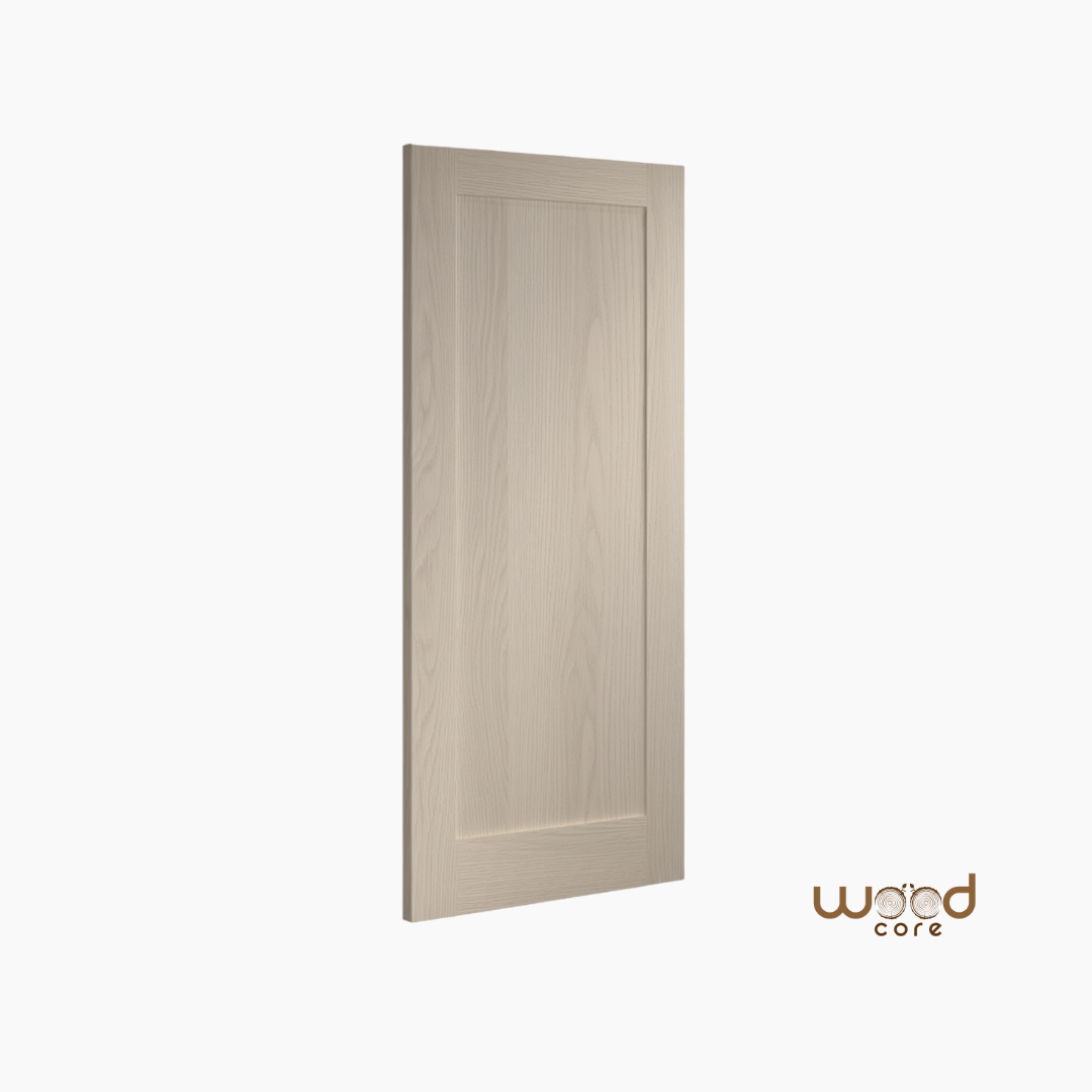 WC15 Shaker style whitewashed oak internal door - close-up grain detail