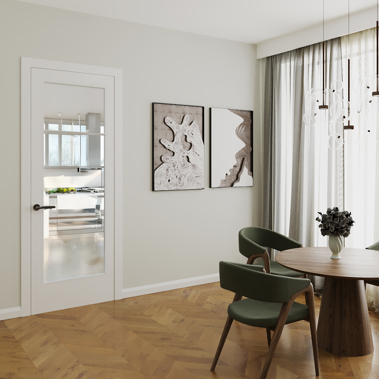 Shaker White  Internal Wooden Clear Glass Door