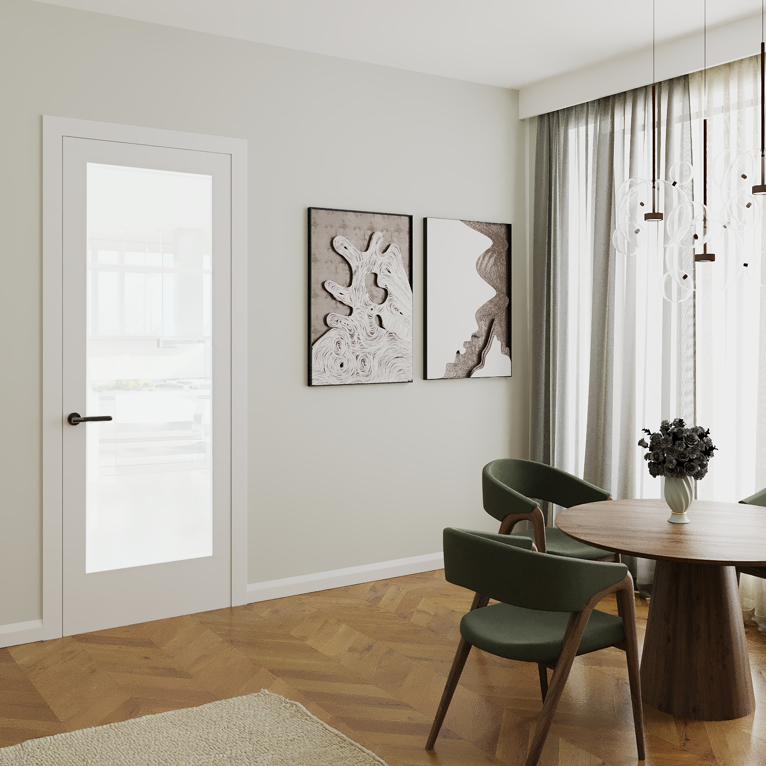 Shaker White Internal Wooden Frosted Glass Door