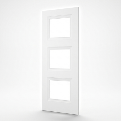 WC16GC 3 Panel Victorian Style Clear Glass White Internal Door White Backround