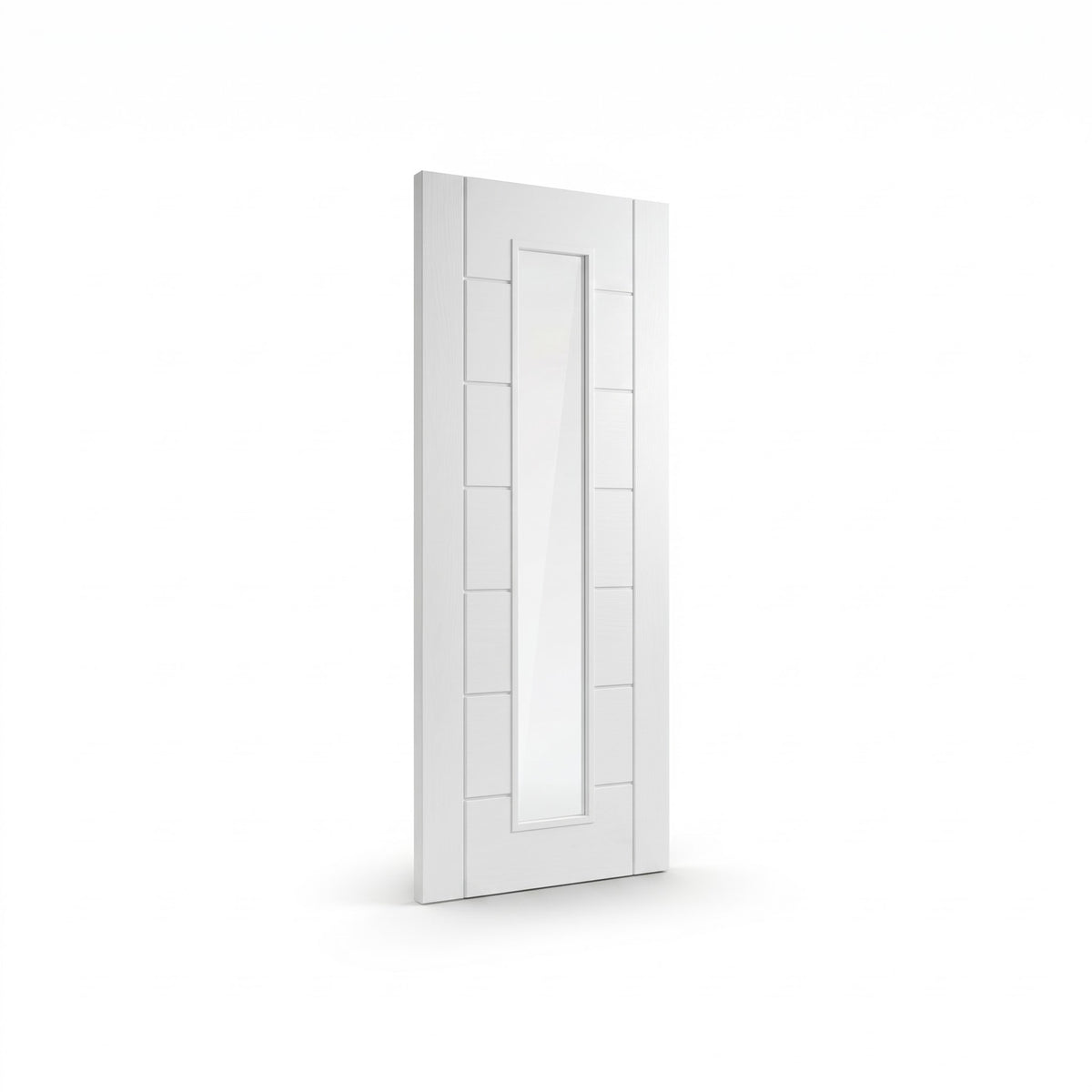 WC19GC modern style white internal door with clear glass