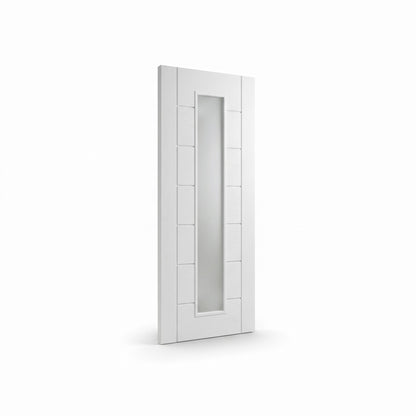 WC19GF modern style white internal door with frosted glass