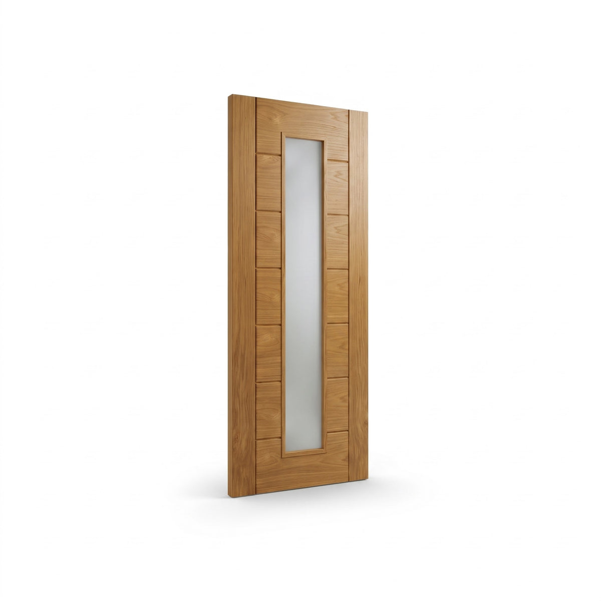 WC19GF oak contemporary internal door with frosted glass