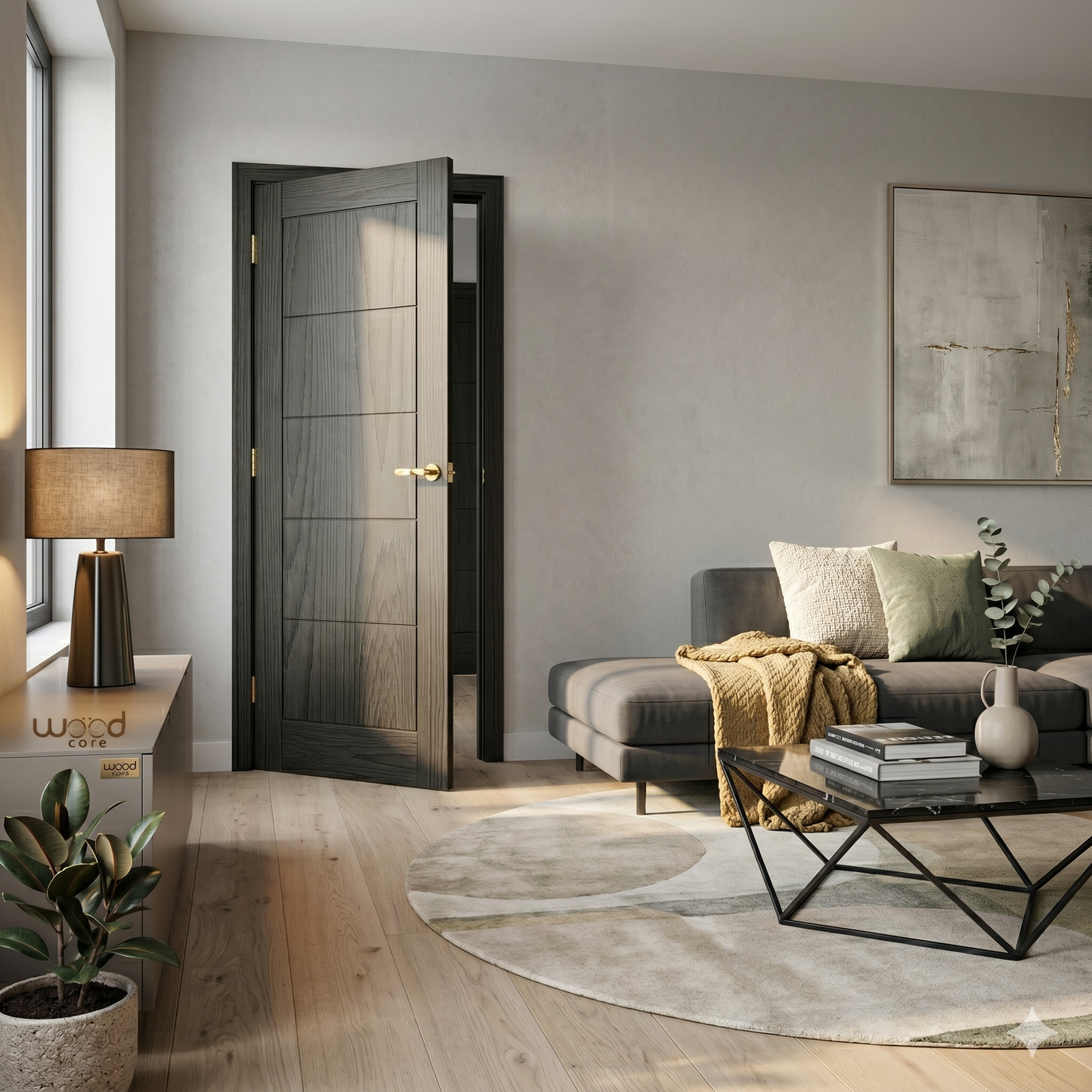 WC19 Black Brushed Oak Internal Door Lifestyle