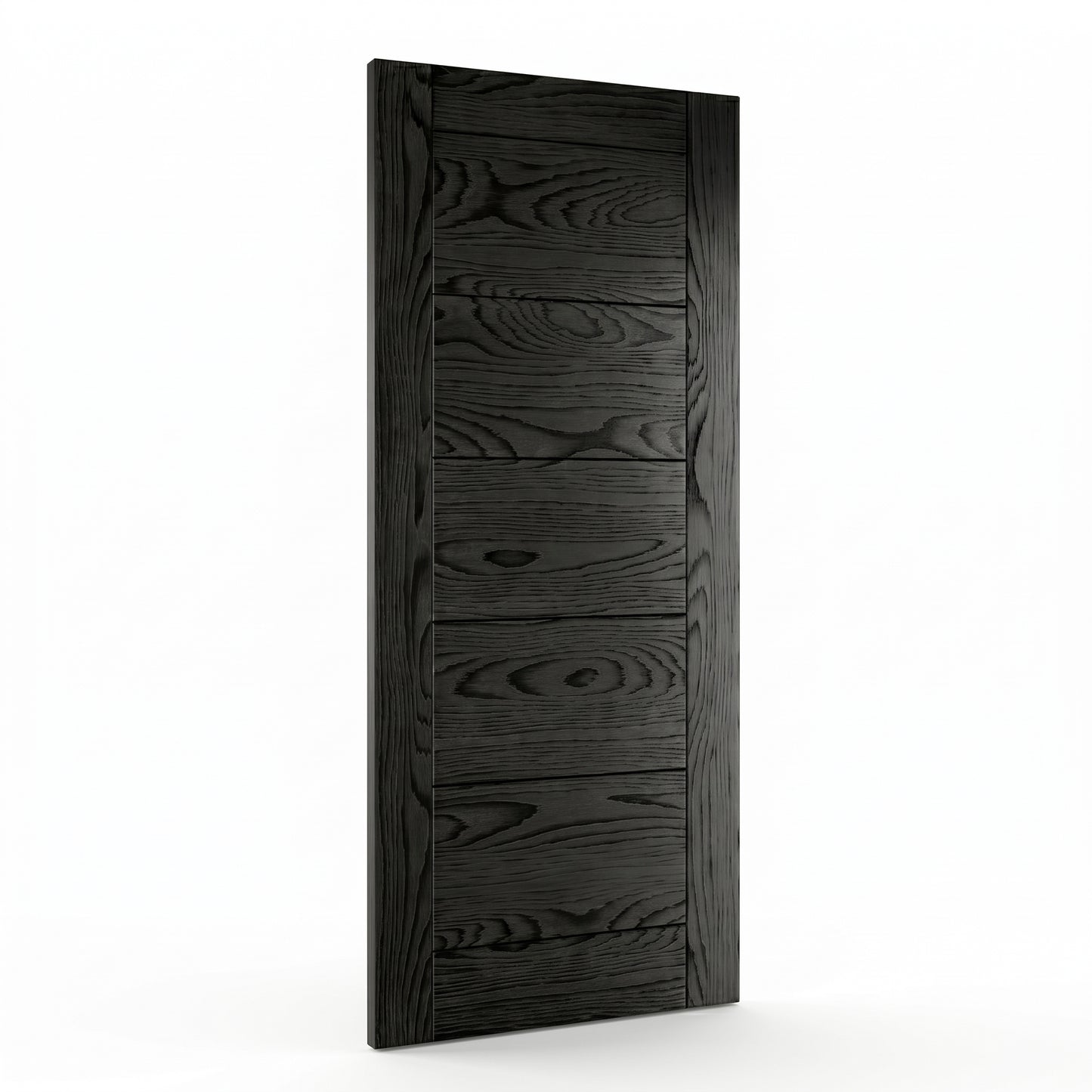 WC19 modern style black brushed oak internal door on white background