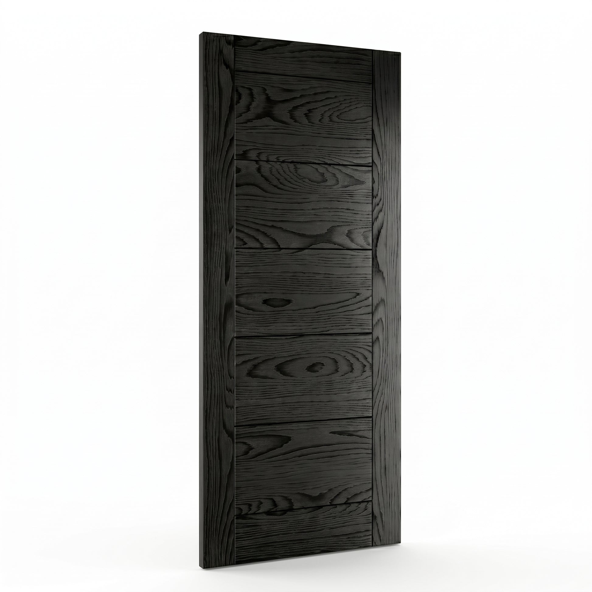 WC19 modern style black brushed oak internal door on white background
