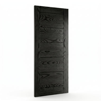 WC19 modern style black brushed oak internal door on white background