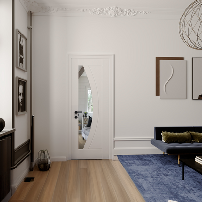 White Primed Internal Door WC2G Clear Glass Door