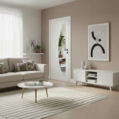 White Primed Internal Door WC2GC Clear Glass Door