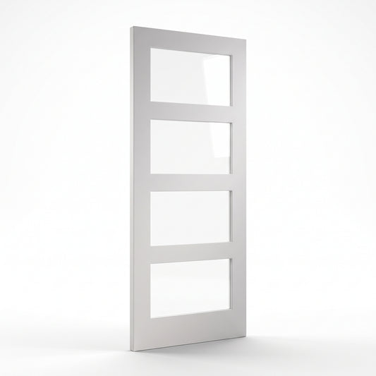 WC31GC 4 Panel Shaker Clear Glass White Internal Door
