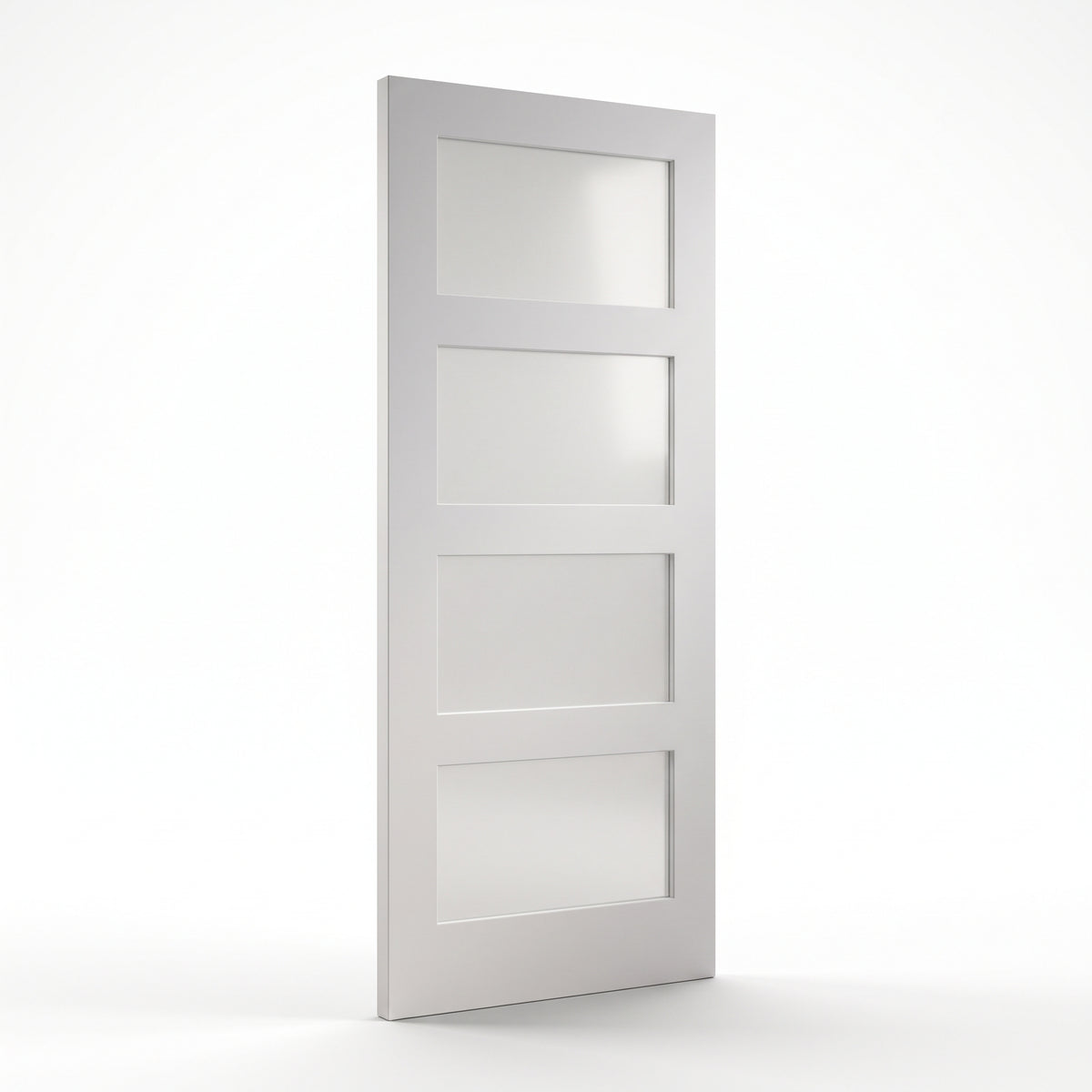 WC31GF 4 Panel Shaker Frosted Glass White Internal Door