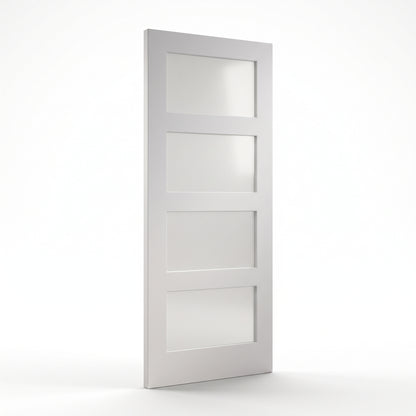 WC31GF 4 Panel Shaker Frosted Glass White Internal Door